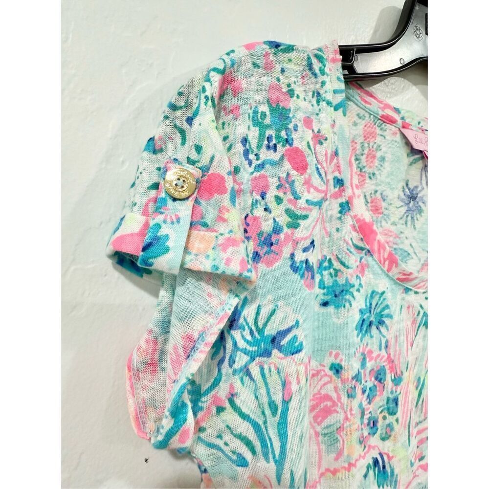 Lilly Pulitzer Tropical Fish Print Linen Shirt XS - Picture 2 of 5